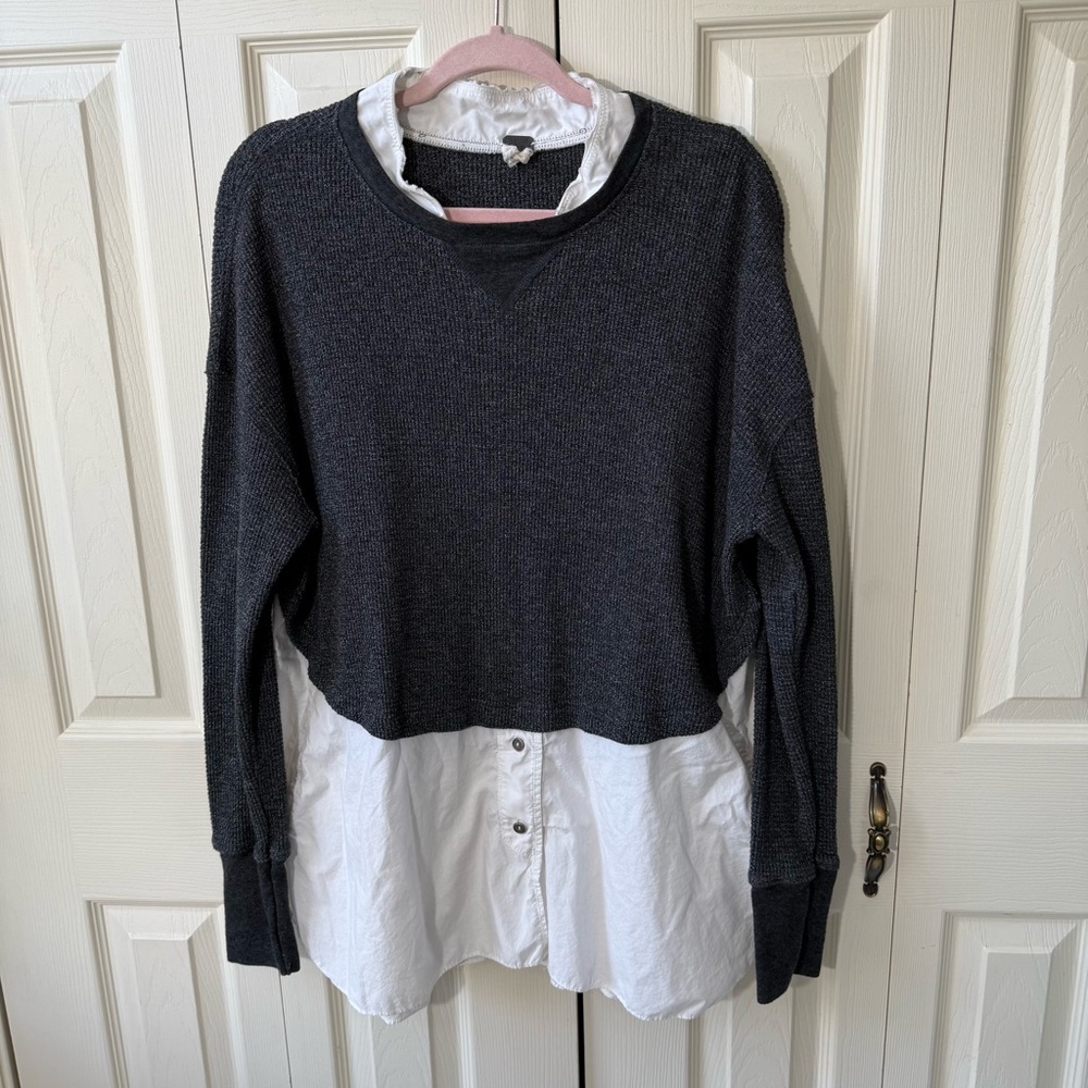 FP We The Free Layered Twofer Sweater Blouse Women’s Size Medium